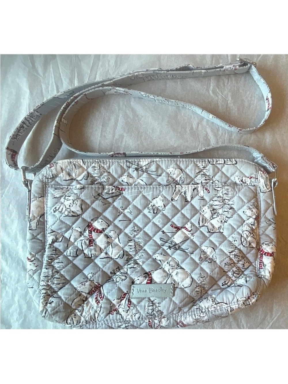 Vera Bradley Very Berry Polar Bear Print Crossbody Bag Zip Closure